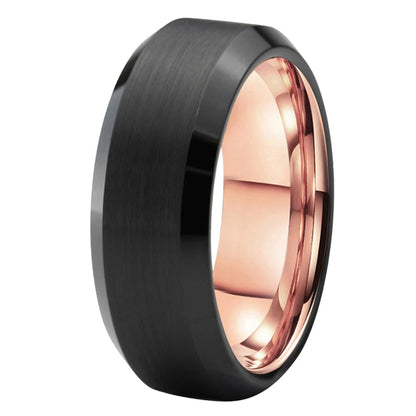 Rose Gold and Black Tungsten Ring 