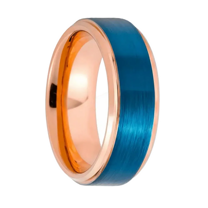 Rose Gold and Blue Tungsten Wedding Band