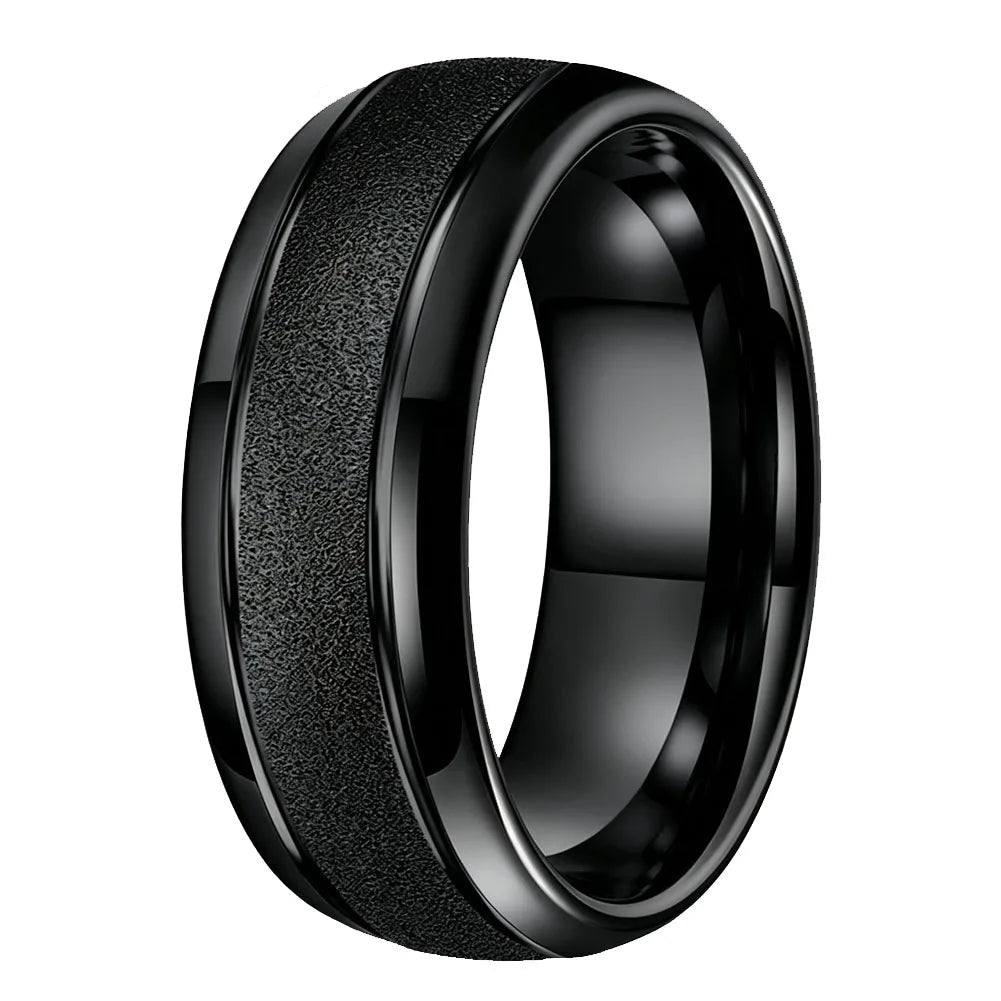 Sandblasted Tungsten Ring 