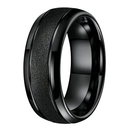 Sandblasted Tungsten Ring 