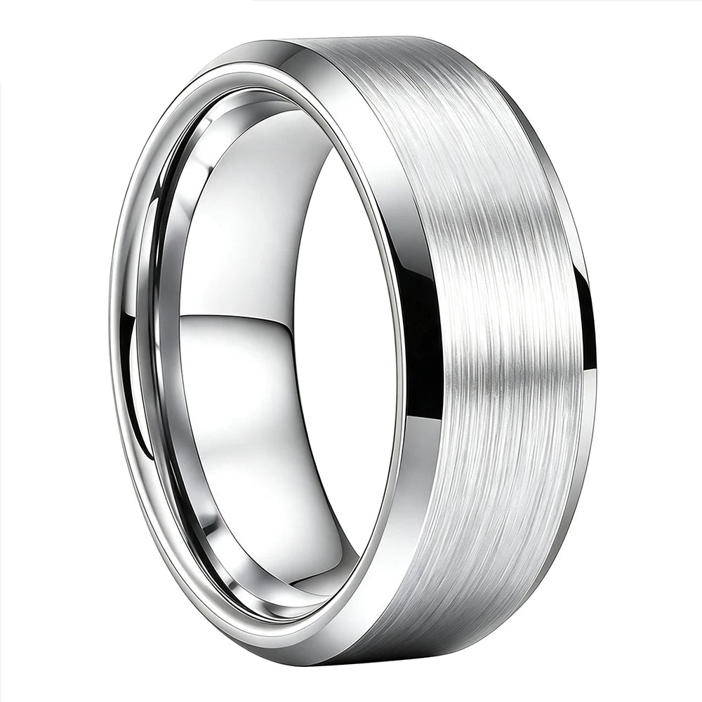 Tungsten Silver Brushed Wedding Band 