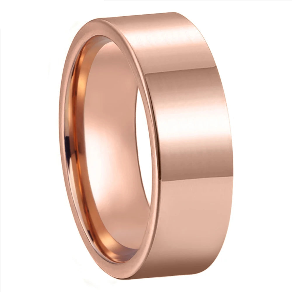 Flat Polished Rose Tungsten Carbide Wedding Band 
