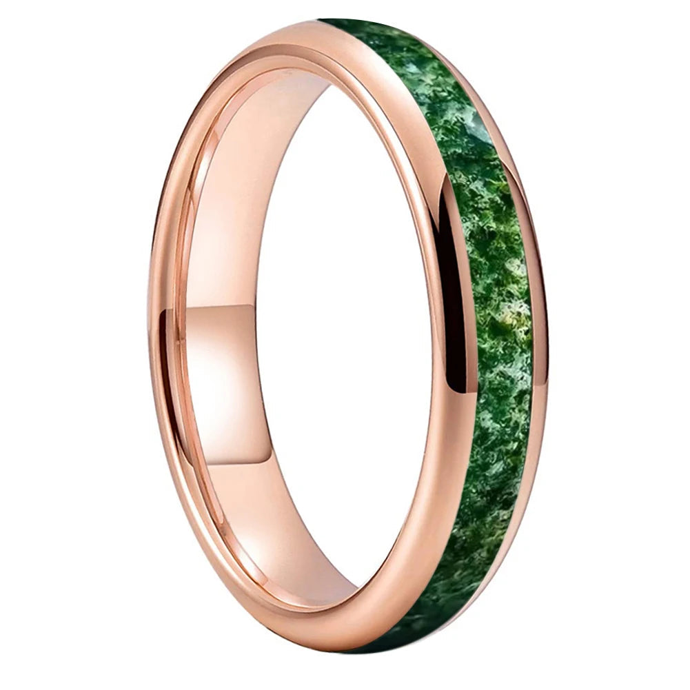 Moss Agate Tungsten Ring 