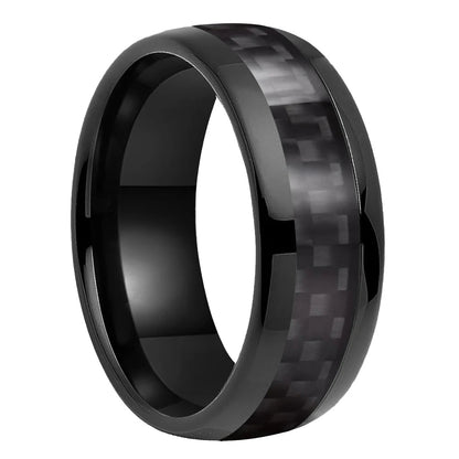 Tungsten Ring With Black Carbon Fiber Inlay