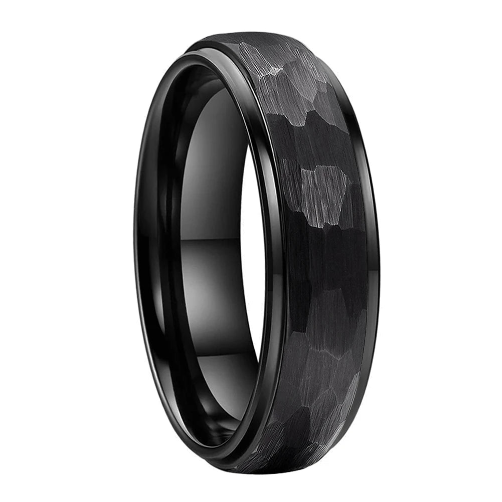 Hammered Tungsten Carbide Ring