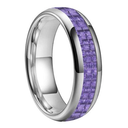 Tungsten Ring With Purple Carbon Fiber Inlay