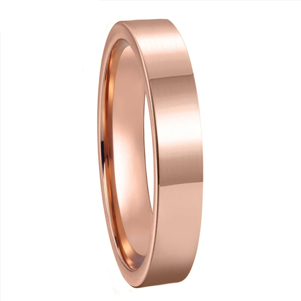 Flat Polished Rose Tungsten Carbide Wedding Band 