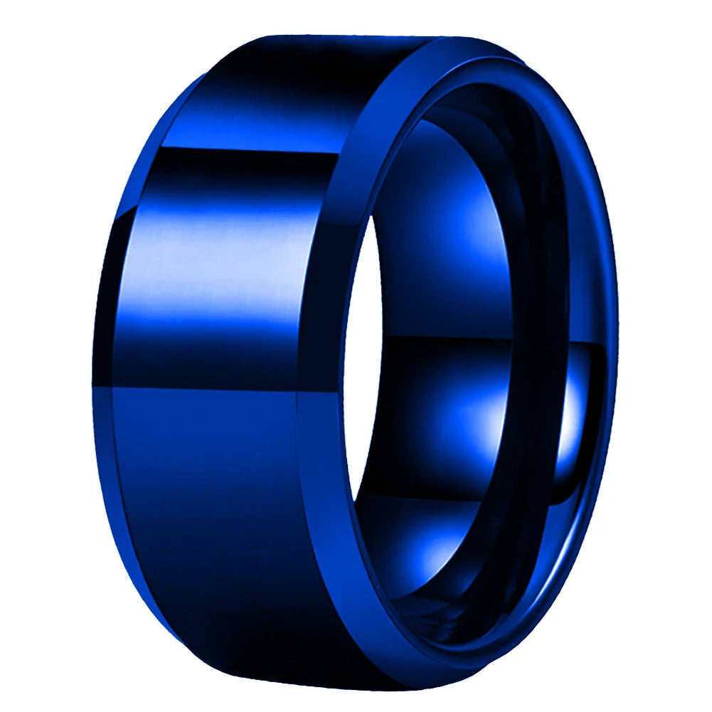 12mm Stepped Beveled Tungsten Wedding Band