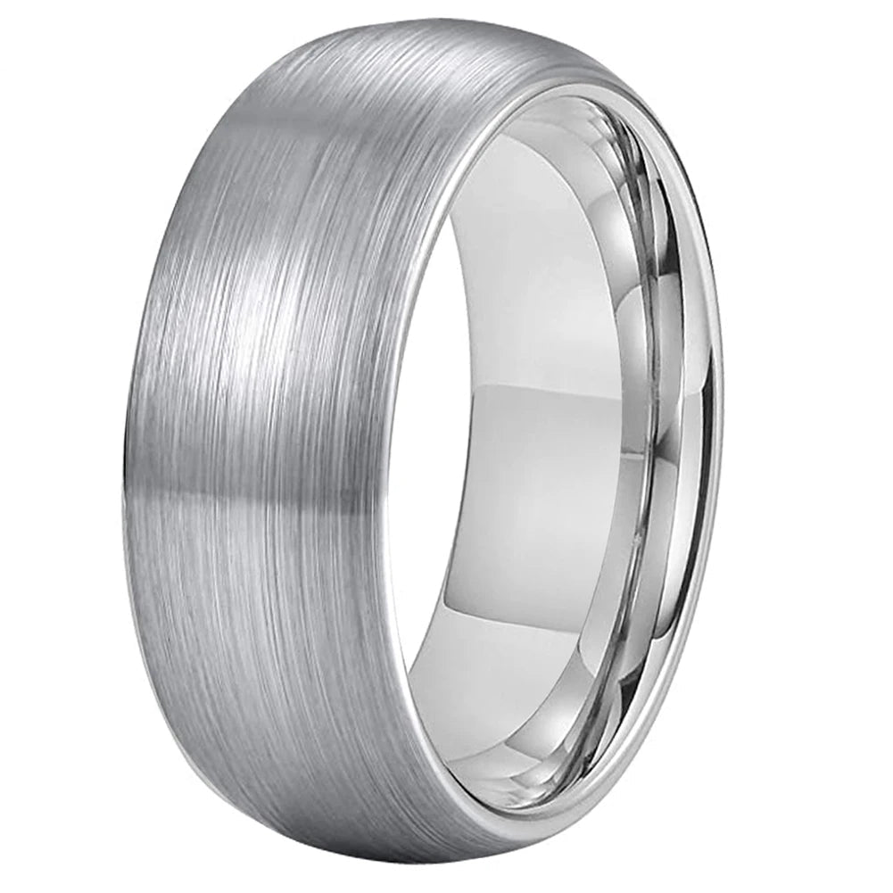 Brushed Dome Tungsten Carbide Wedding Band 