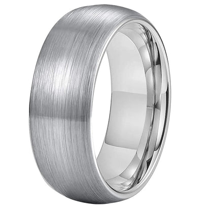 Brushed Dome Tungsten Carbide Wedding Band 