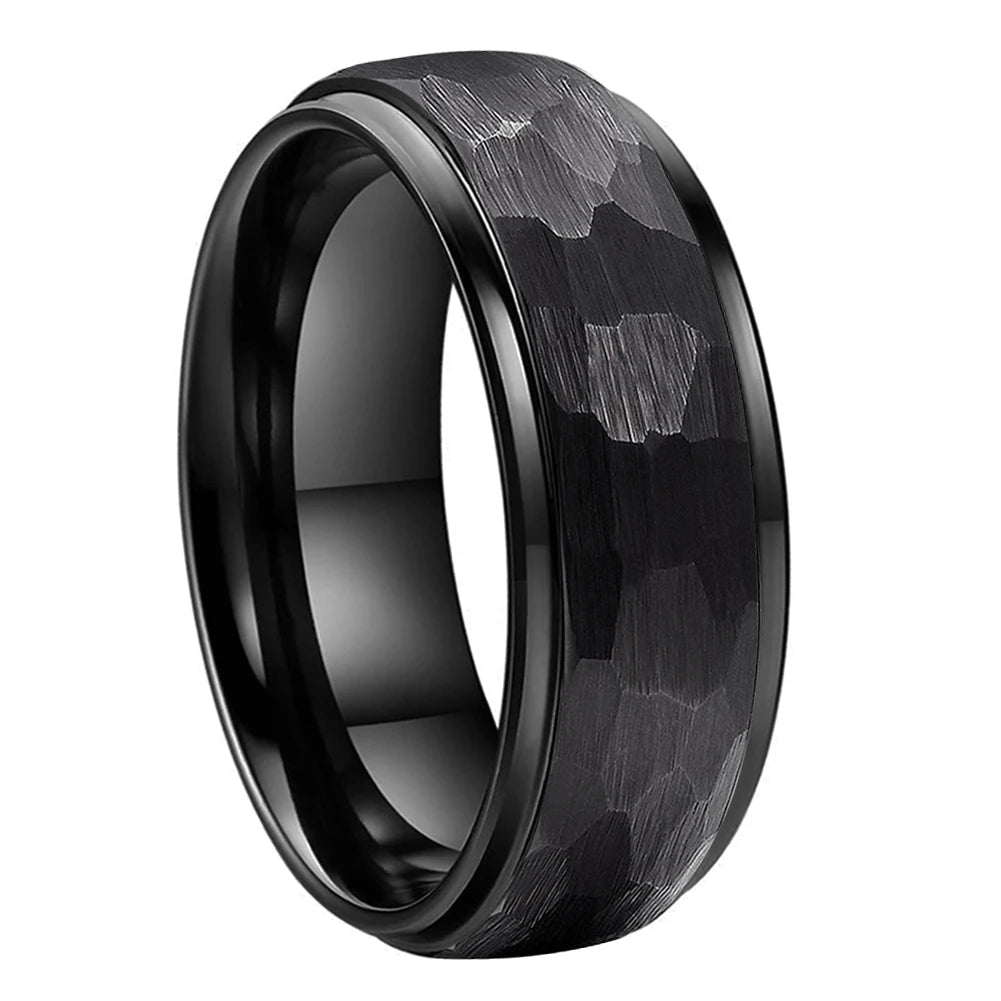 Hammered Tungsten Carbide Ring