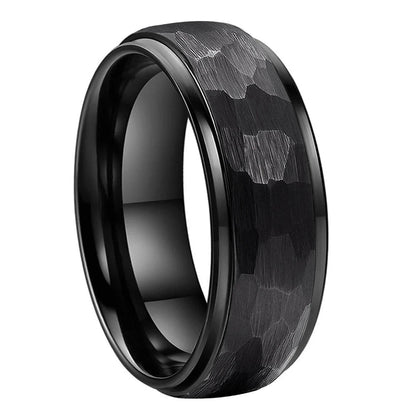 Hammered Tungsten Carbide Ring
