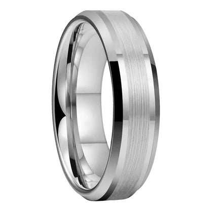 Tungsten Comfort Fit Brushed Silver Ring 