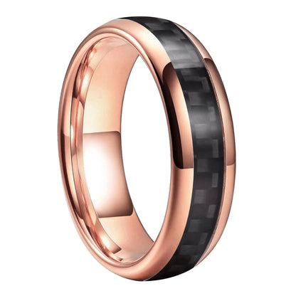 Tungsten Ring With Black Carbon Fiber Inlay