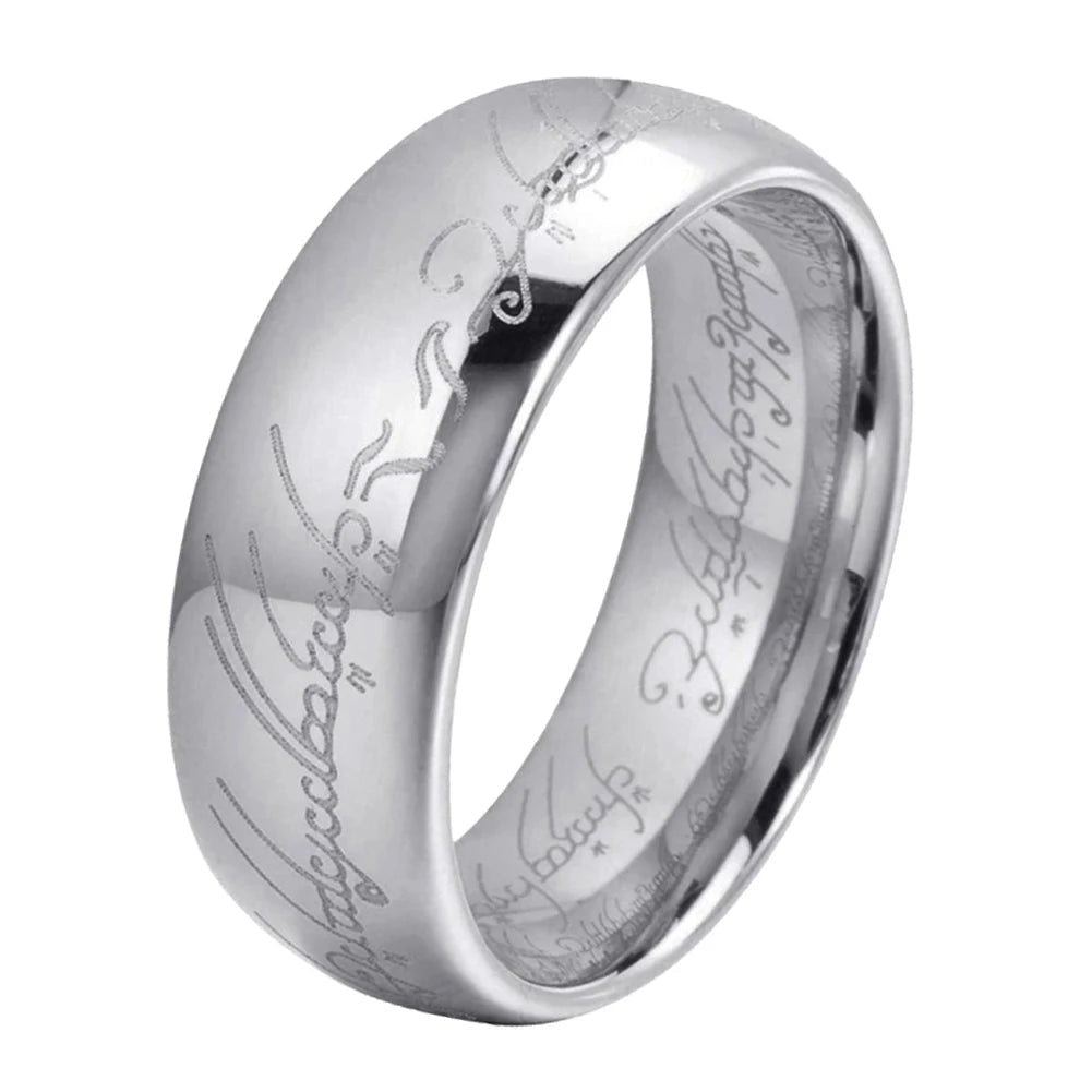Engraved Tungsten Wedding Band 