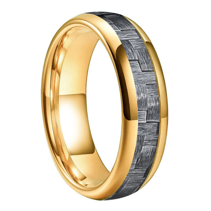 Tungsten Ring With Grey Carbon Fiber Inlay