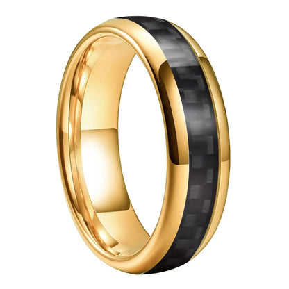 Tungsten Ring With Black Carbon Fiber Inlay