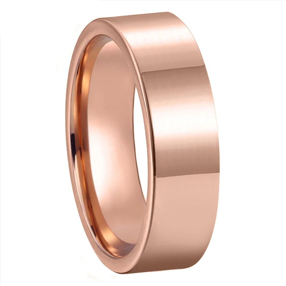 Flat Polished Rose Tungsten Carbide Wedding Band 