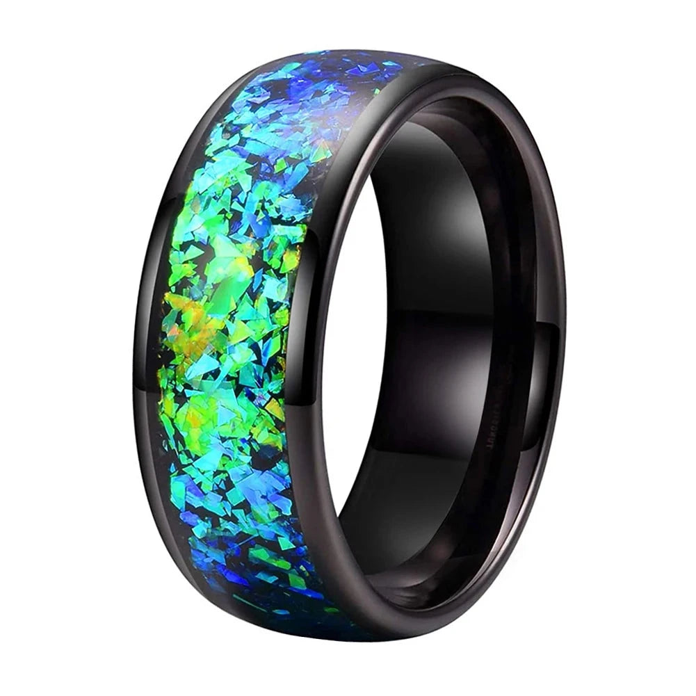 Black Tungsten Opal Ring