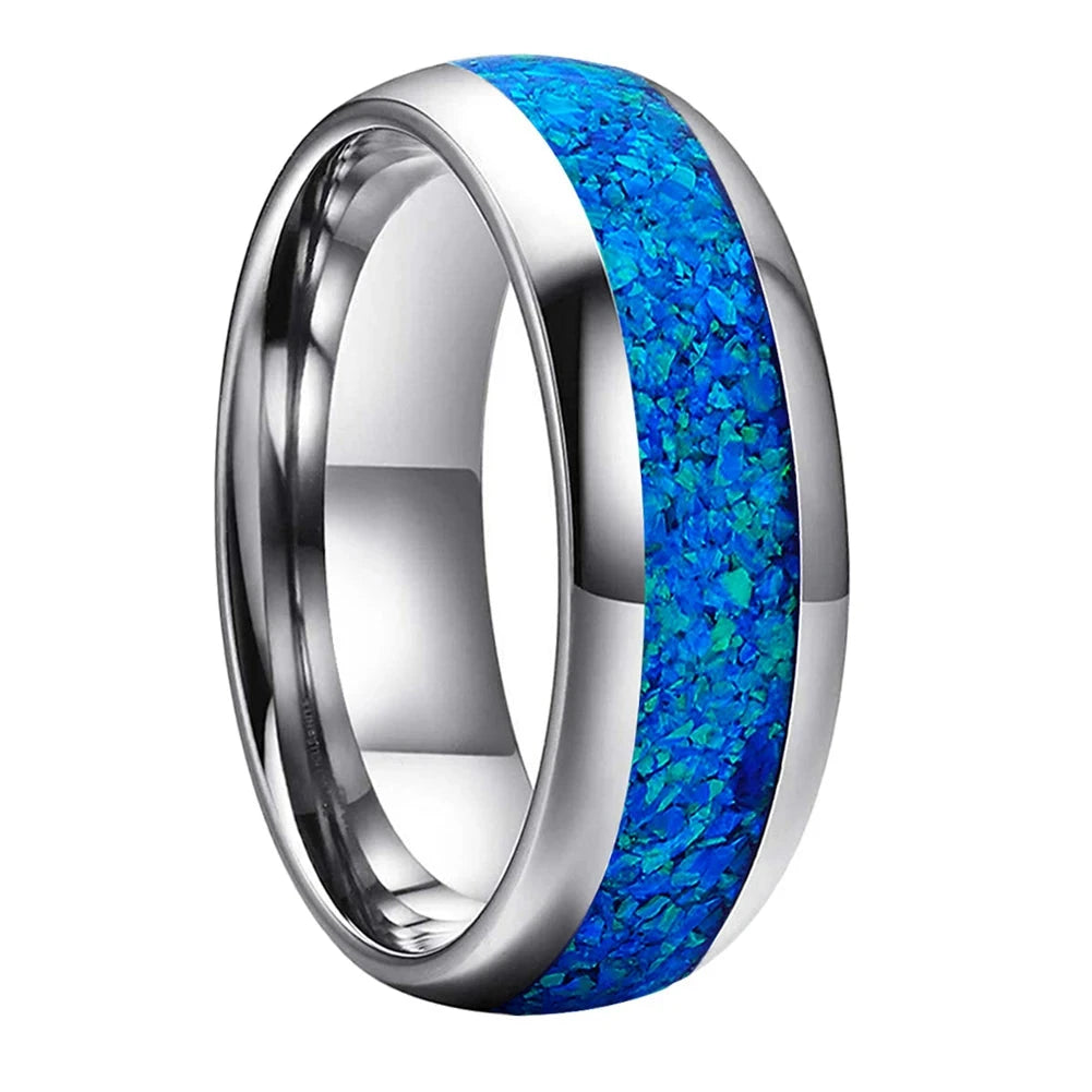 Tungsten Blue Opal Ring