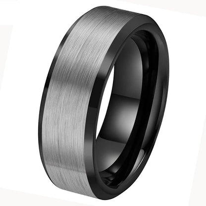 Silver and Black Tungsten Carbide Ring