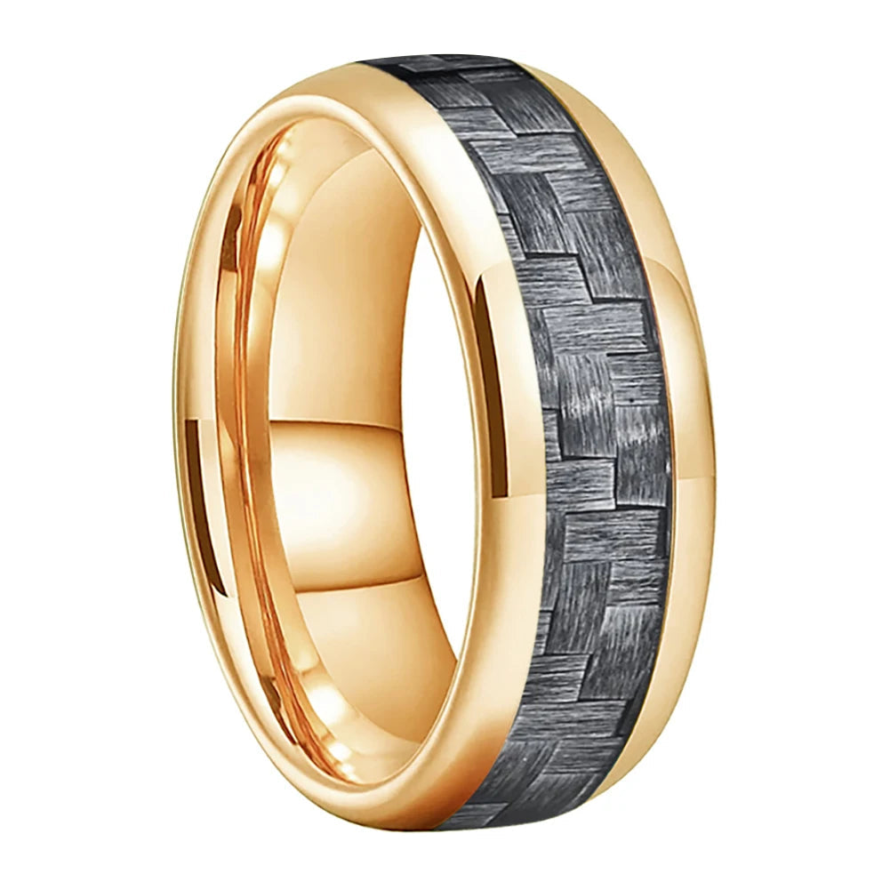 Tungsten Ring With Grey Carbon Fiber Inlay