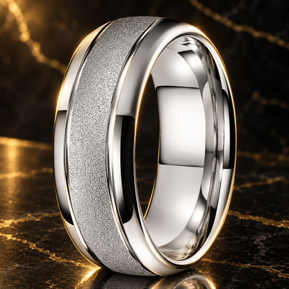 Sandblasted Tungsten Ring