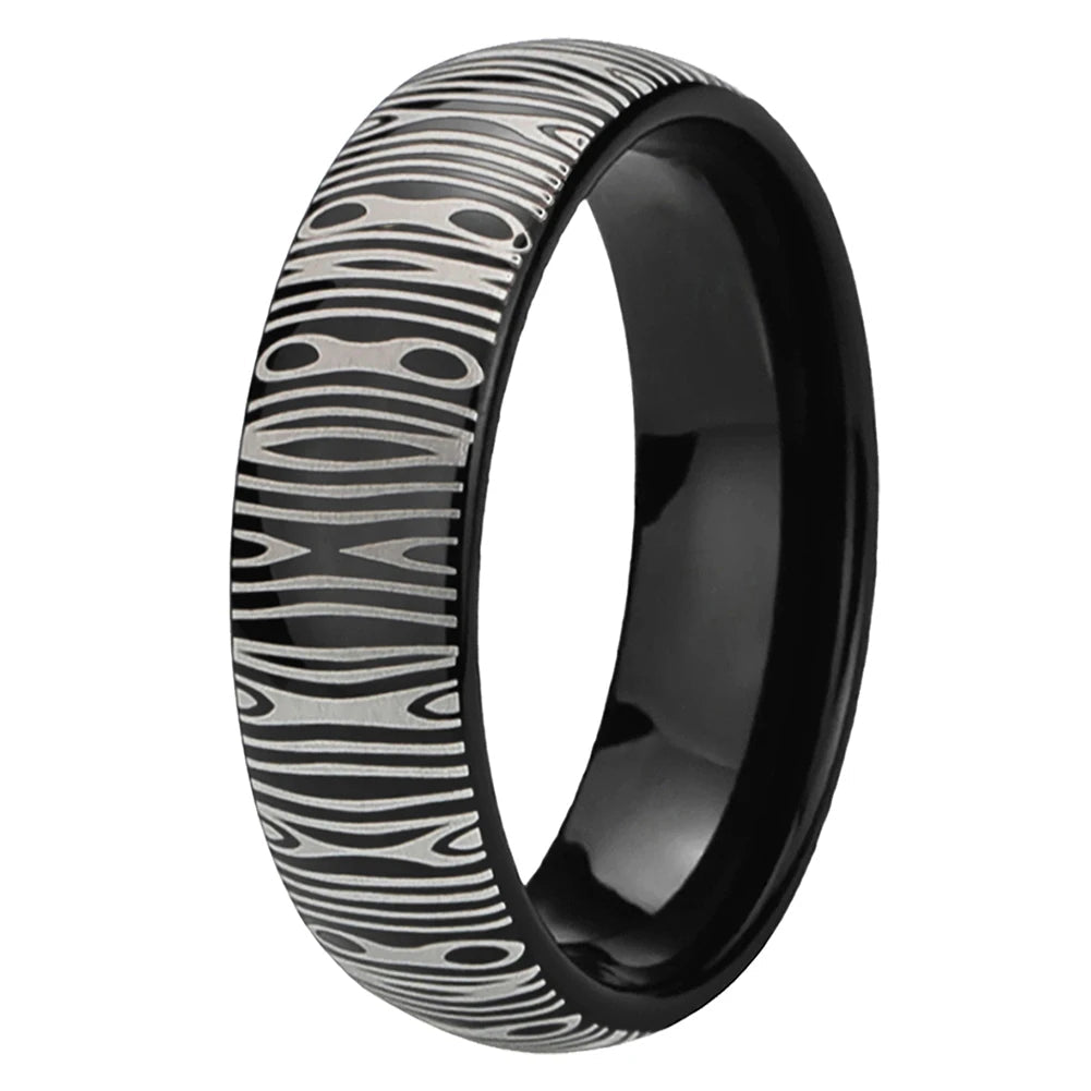 6mm Damascus Tungsten Ring