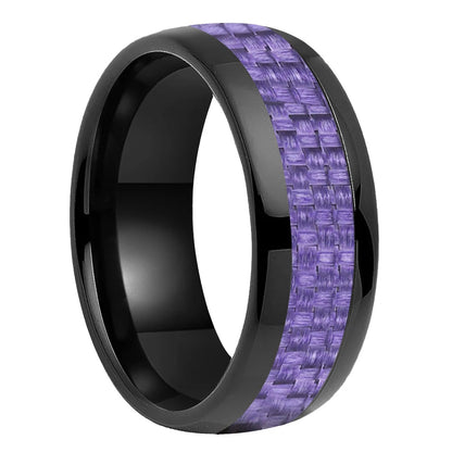 Tungsten Ring With Purple Carbon Fiber Inlay