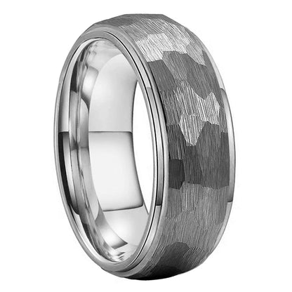 Hammered Tungsten Carbide Ring