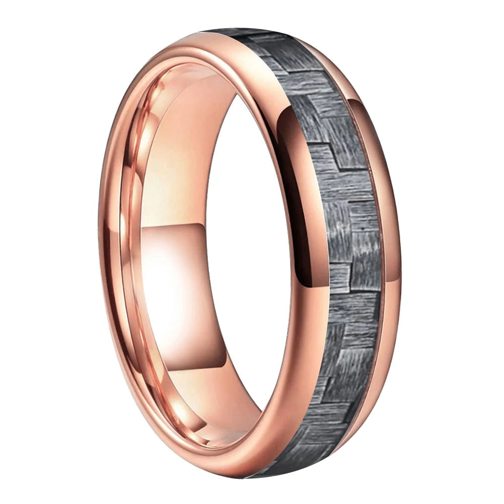 Tungsten Ring With Grey Carbon Fiber Inlay
