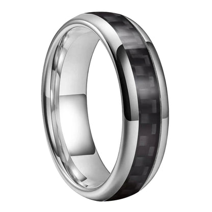 Tungsten Ring With Black Carbon Fiber Inlay