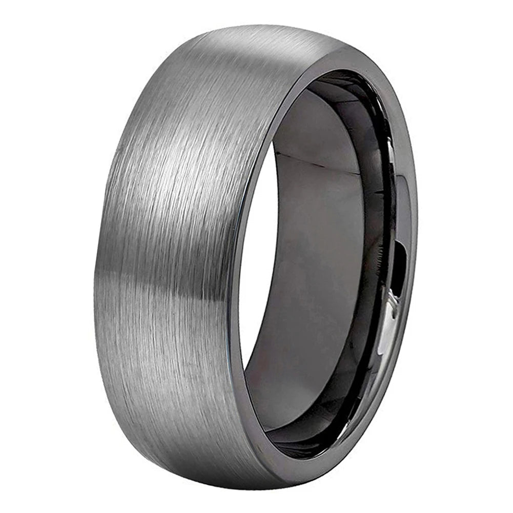 Silver and Gunmetal Tungsten Ring