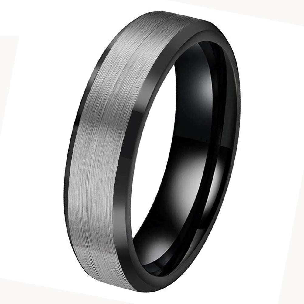 Silver and Black Tungsten Carbide Ring