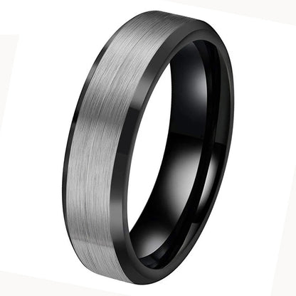 Silver and Black Tungsten Carbide Ring