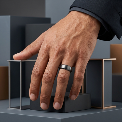 Silver and Gunmetal Tungsten Wedding Band