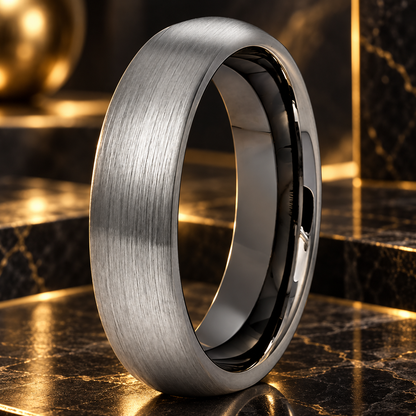 Silver and Gunmetal Tungsten Ring
