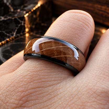 Tungsten Carbide Whiskey Barrel Wedding Ring