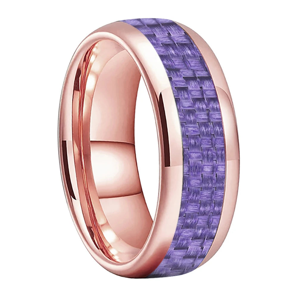 Tungsten Ring With Purple Carbon Fiber Inlay