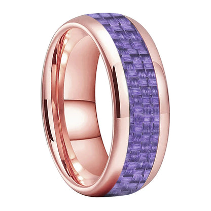 Tungsten Ring With Purple Carbon Fiber Inlay