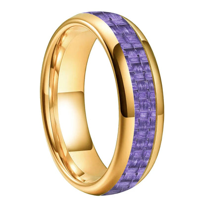 Tungsten Ring With Purple Carbon Fiber Inlay