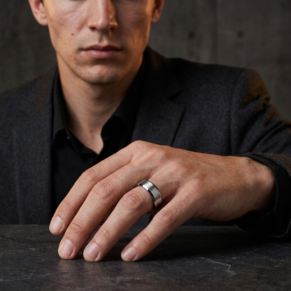 Tungsten Silver Brushed Wedding Band