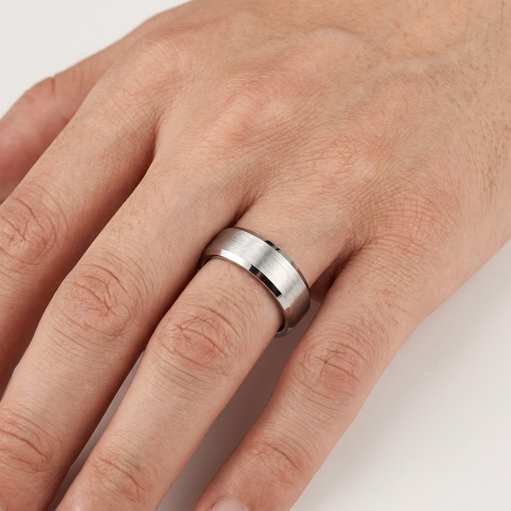 Tungsten Silver Brushed Wedding Band