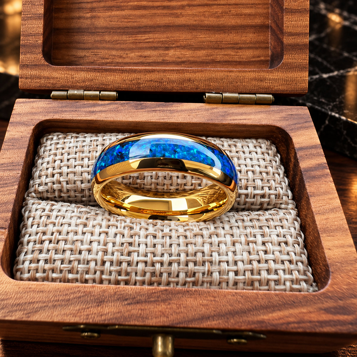 Tungsten Blue Opal Ring — The Lagoon