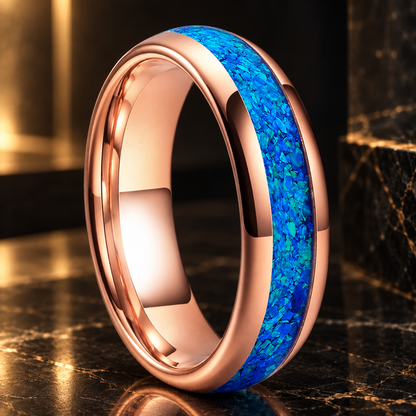 Tungsten Blue Opal Ring