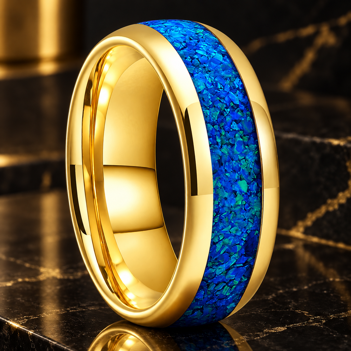 Tungsten Blue Opal Ring