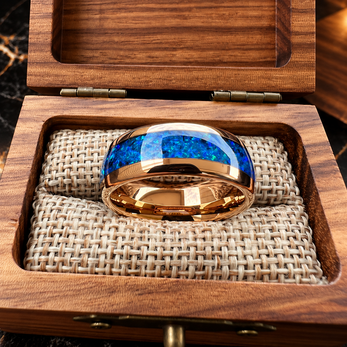 Tungsten Blue Opal Ring — The Lagoon