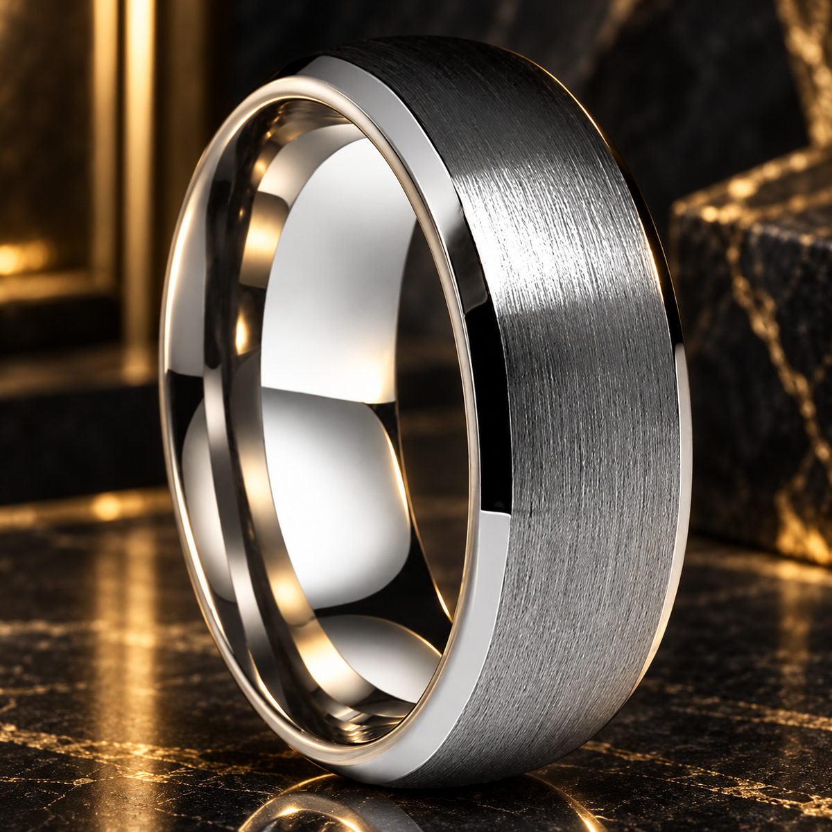 Tungsten Carbide Beveled Wedding Band