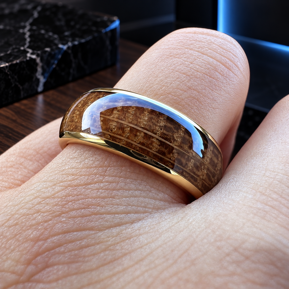 Tungsten Carbide Whiskey Barrel Wedding Ring