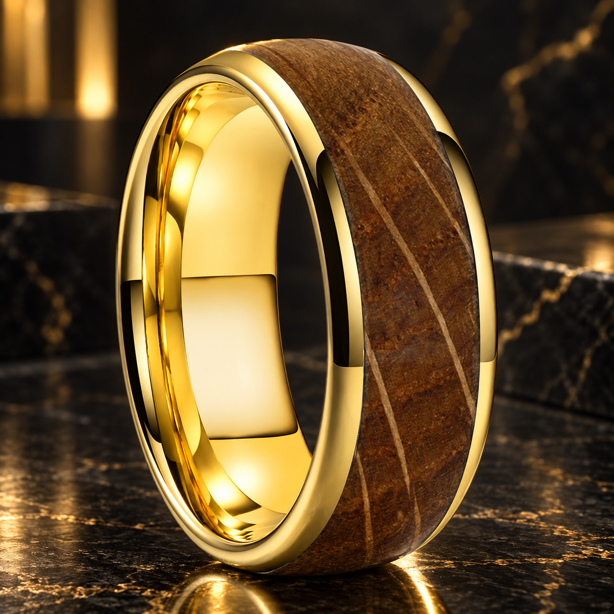 Tungsten Carbide Whiskey Barrel Wedding Ring